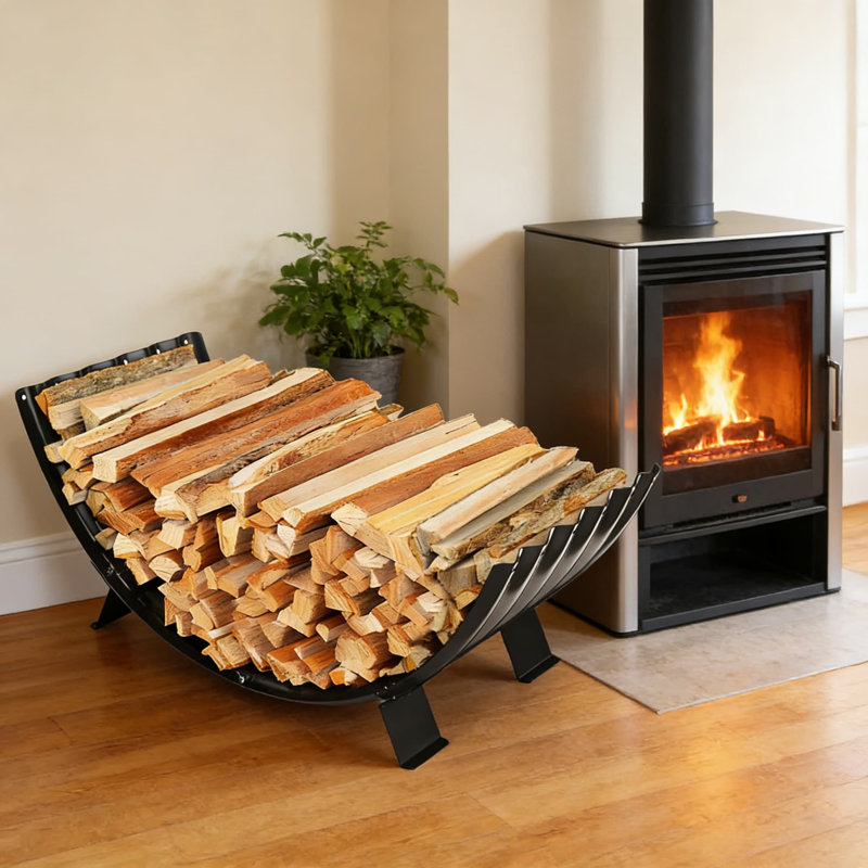 Support à bois de chauffage robuste pour une utilisation intérieure et extérieure, porte-bûches en acier galvanisé de 39 pouces avec une grande capacité et une conception antirouille pour le foyer, le foyer et le rangement dans la cour