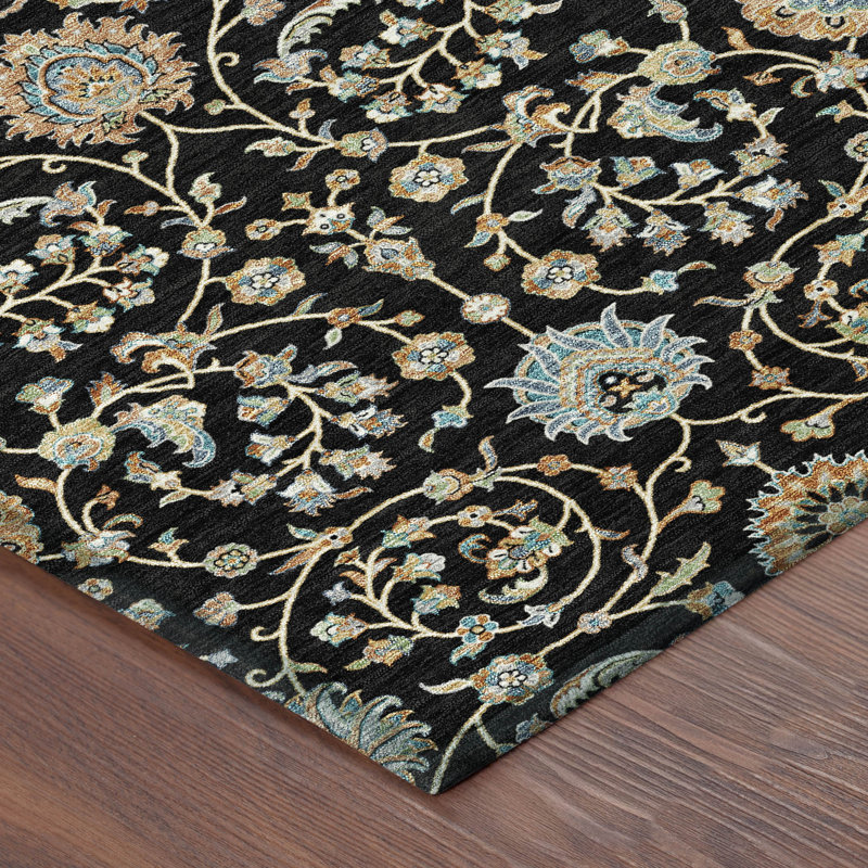 Machine Washable Indoor/Outdoor Chantille ACN2758 Global Rug, 3' x 5', Black