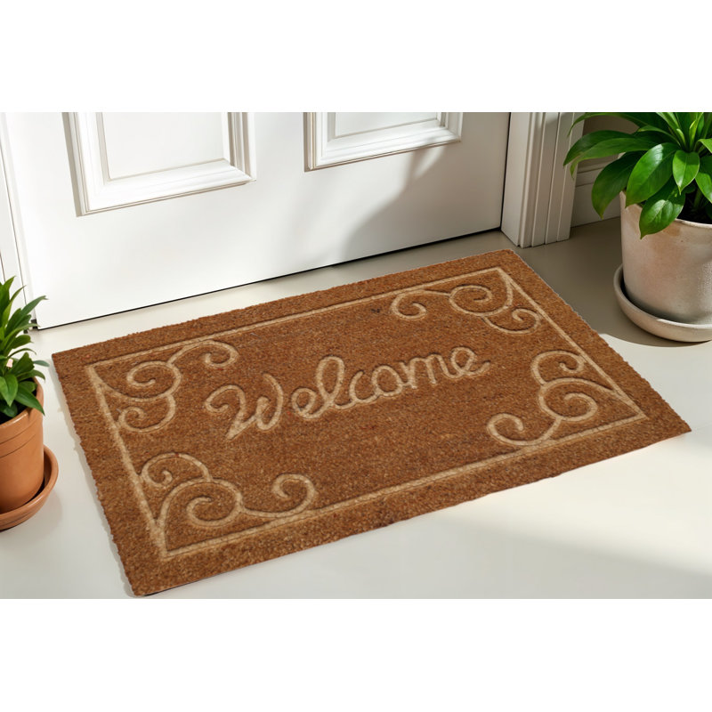 Tapis d'entrée 18 po x 30 po Beige and White
