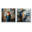 «Golden Blue Celestial Pottery Dreams III - Boho Pottery Wall Art - Art mural traditionnel pour le salon 2 pièces-317760705-317760730-317760708