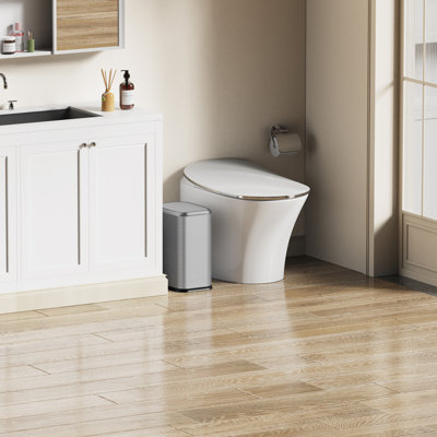 Poubelle de salle de bain à couvercle pivotant 2,1 gallons Slim avec seau intérieur amovible