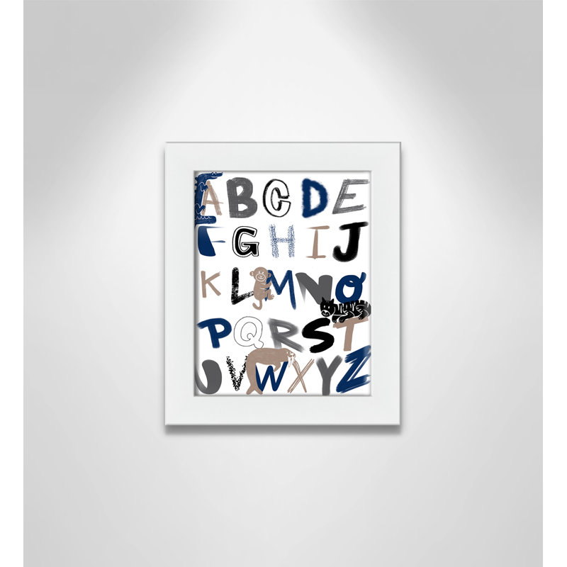 Critter Alphabet 1, impression sur papier, H 10 po x l 8 po x P 0,6 po, Encadré plat blanc