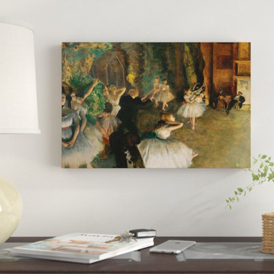 " The Rehearsal Of The Ballet Onstage " by Edgar Degas Oil Print