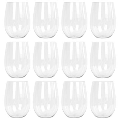 Argon Tableware Reusable Plastic Stemless Wine Glasses