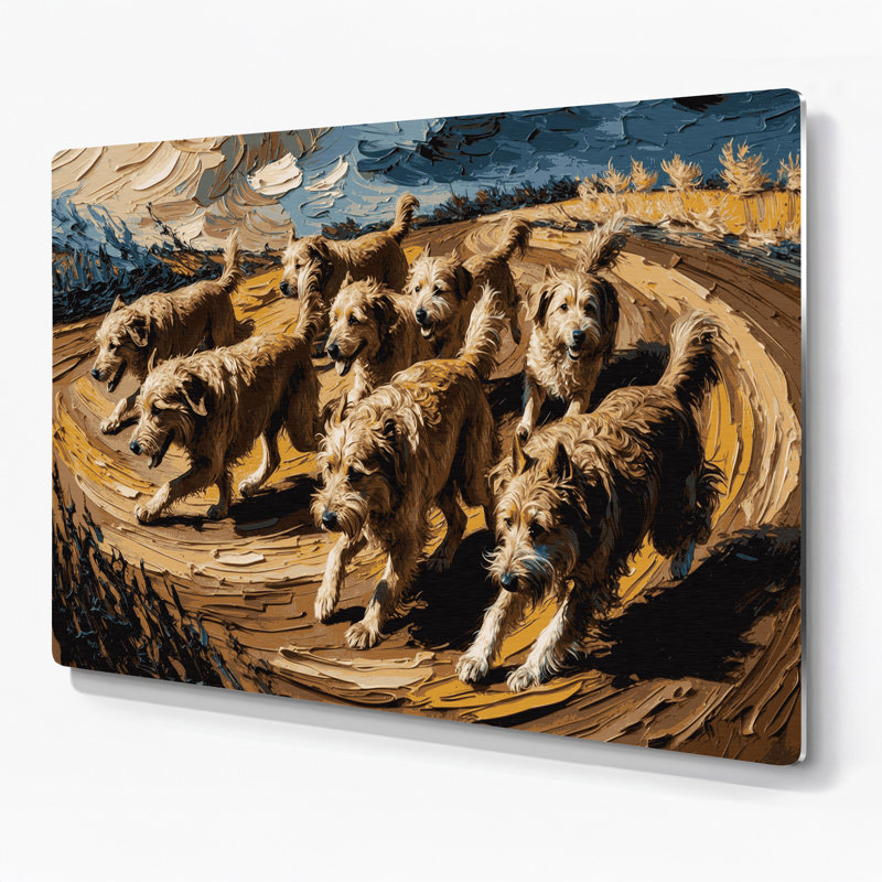 Chiens belges, art mural brun en métal laekenois, H 20 po x l 30 po