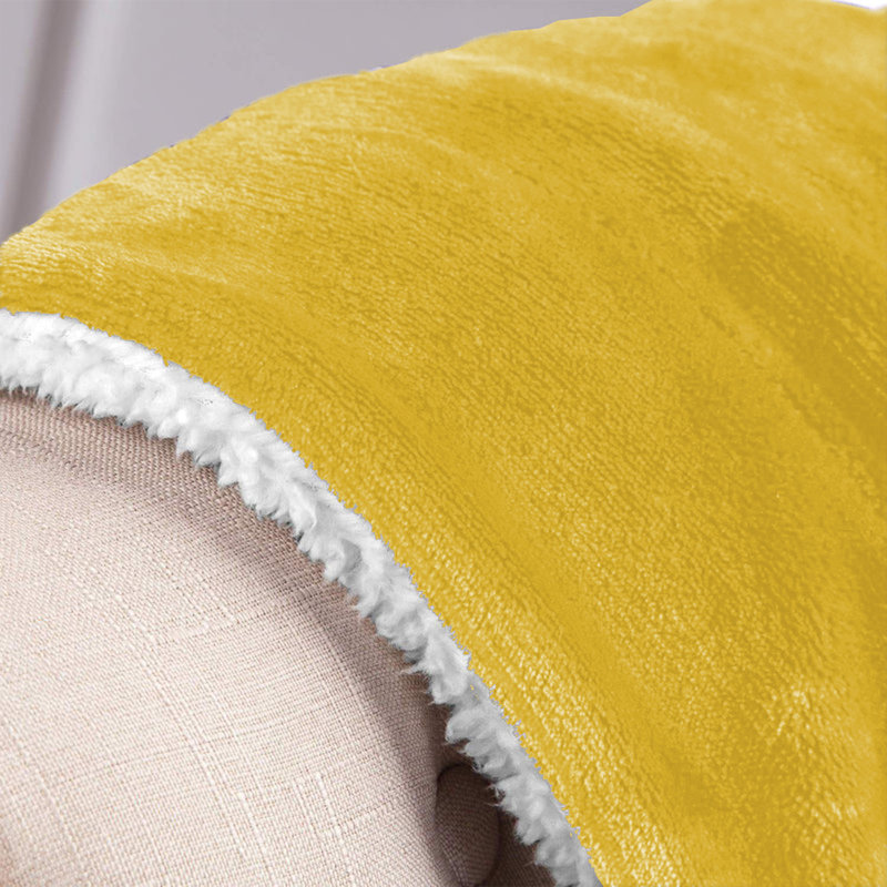 Ultra-Soft Sherpa Fleece Blanket(Reversible), Yellow, 240cm x 200cm