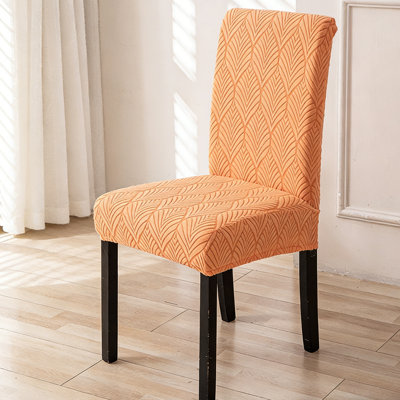 High Back Dining Chair Covers Set of 2 - Waterproof Super Stretch Spandex Jacquard Slipcovers Removable Washable Parsons Protector for Kitchen, Home-Beige
