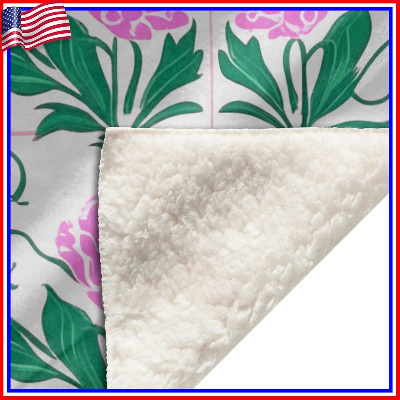 Couvertures florales roses pivoines, L 60 po x H 80 po