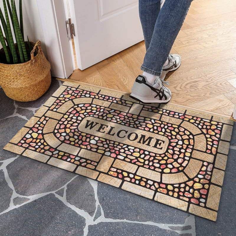 Winston Porter Heavy Duty Outdoor Door Mat Indoor Enterway Rug Entrance Mat Non Slip, Set of 2