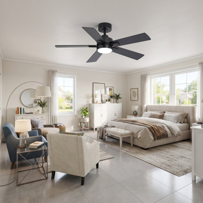 42" Ceiling Fan With Lights And Remote, 3 Color Temperatures, Quiet DC Motor, Reversible, for Bedroom Living Room Patio