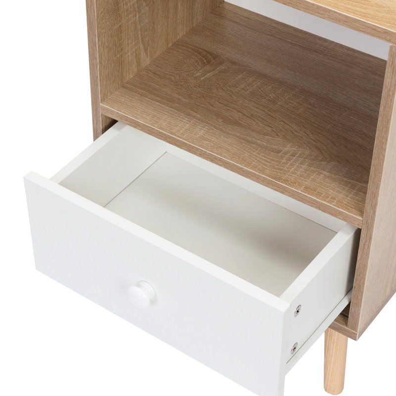 Table d'appoint de style Mid-Century avec rangement, tablette fonctionnelle et élégante en bois pour le bureau