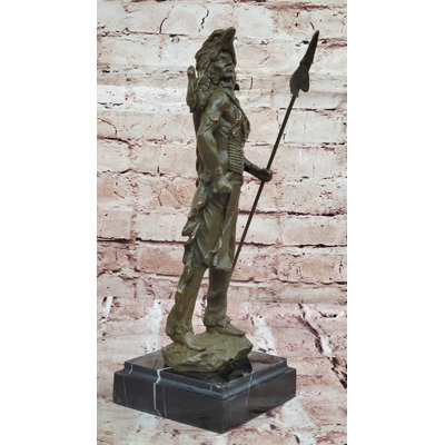 Native American Warrior Bronze Sculpture - Traditional Plains Tribe Art