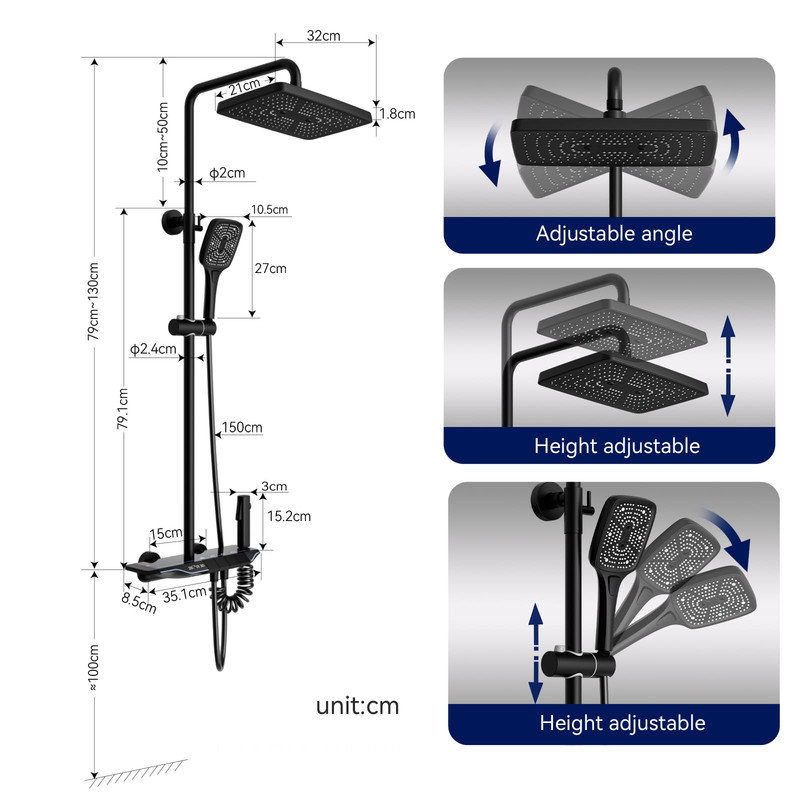 Ensemble de robinets de douche thermostatiques noirs OihPaw