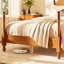 Light Walnut Full Size Spindle Bed Frame, Traditional Vintage Solid Wood Spindle Post Platform Bed With Headboard, Easy Assembly