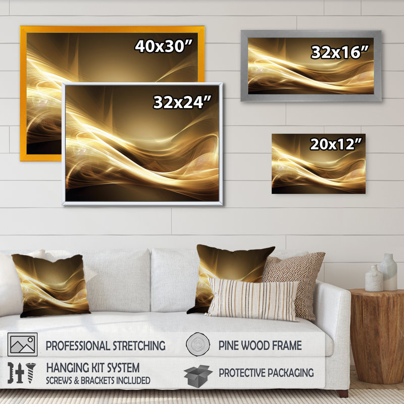 Gold Elegant Modern Sofa III, 34" H x 44" W x 1.5" D, Gold Floater Framed Canvas