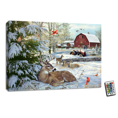 Fresh Snow on the Farm 18x24 Fully Illuminated ColorChange LED Print