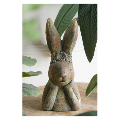 6.7x5.9x15.2" Antique Rabbit Figurine