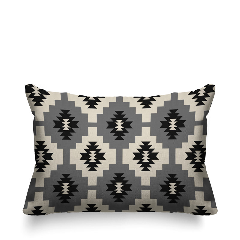 Coussin intérieur / extérieur Hinto Southwestern, gris, 14 po x 20 po, Rectangulaire