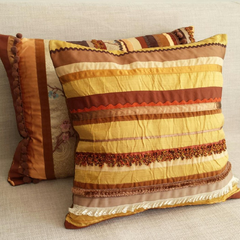 Lovell Striped Square Throw Cushion, Gold