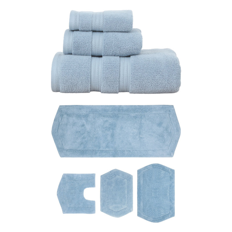 Ensemble de serviettes 3 pièces et de tapis de bain 4 pièces 100% coton doux Bryd Collection (ensemble de 7), Noir