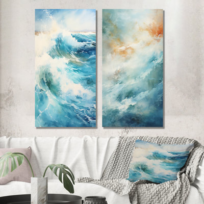 Modern Coastal Collage Scenery - Coastal Ocean Metal Wall Art Living Room Set Of 2