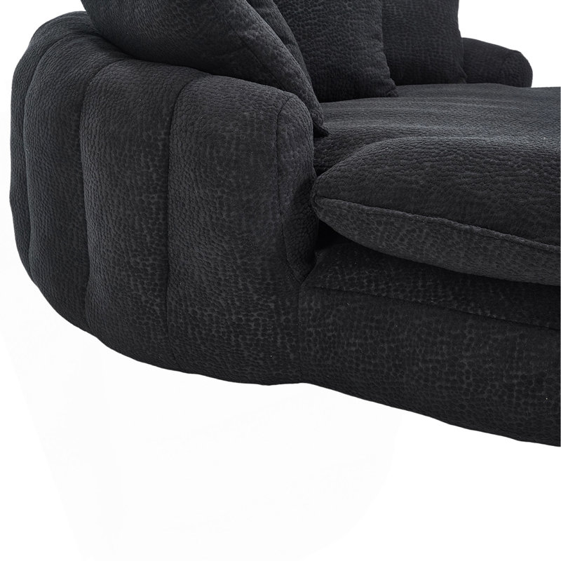Canapé surdimensionné ovale rembourré à billes, canapé paresseux avec 3 grands coussins et 2 petits coussins, dossier enveloppant pour adultes, canapé à billes en chenille