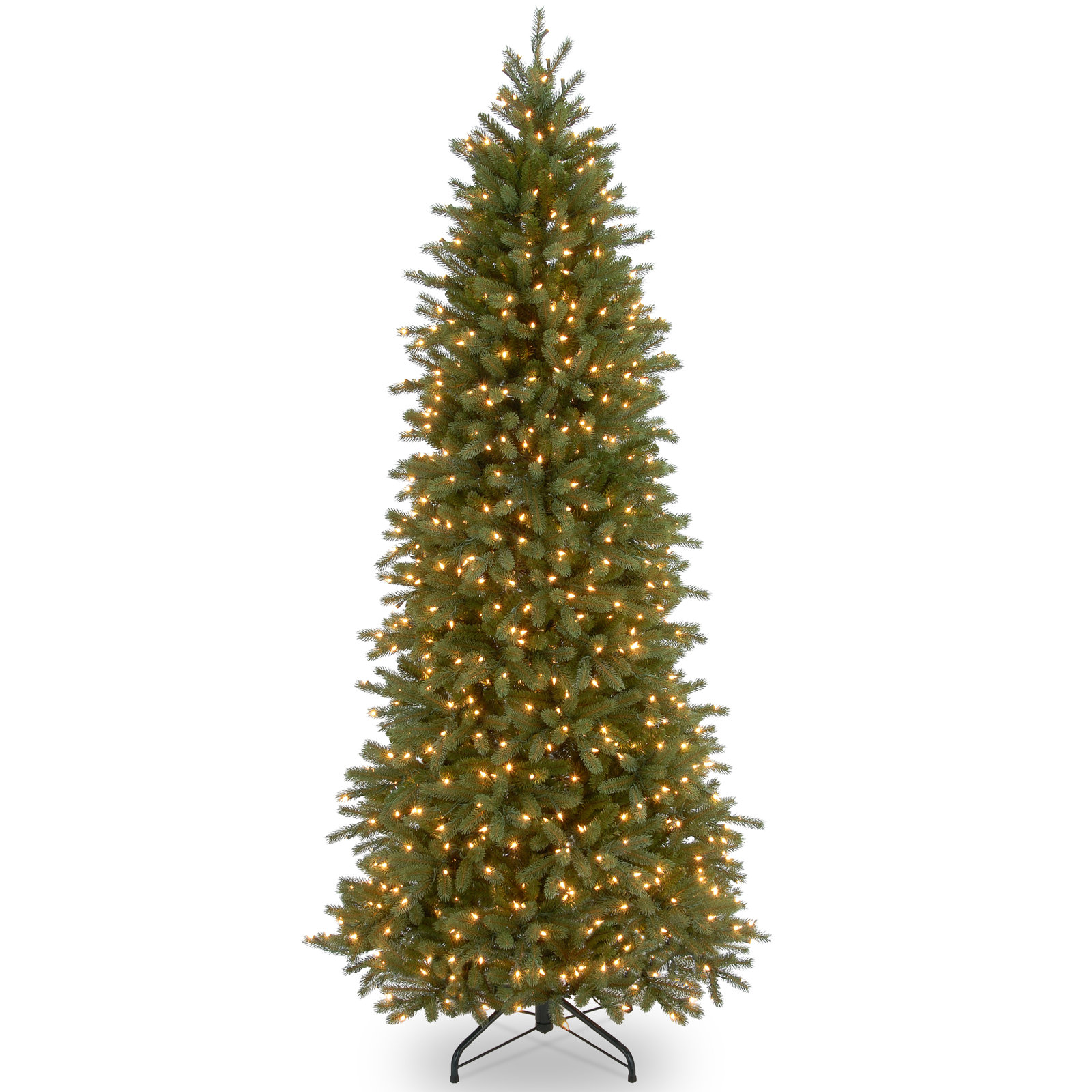 The Holiday Aisle® Jersey Fraser Fir Pencil Slim Tree with Clear Lights, 12'