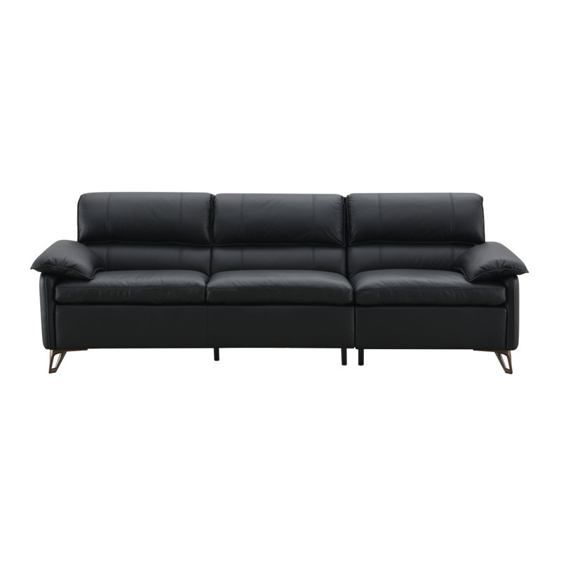 Canapé moderne Eilene, cuir fleur noir LV03700