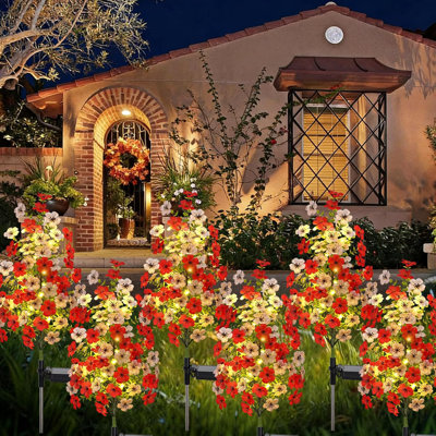 Paquet de 4 lumières de jardin solaires imperméables pour l'extérieur - fausses lumières d'orchidées pour patio, cour, décoration de sentier, cadeaux de fête des mères idéaux pour les femmes