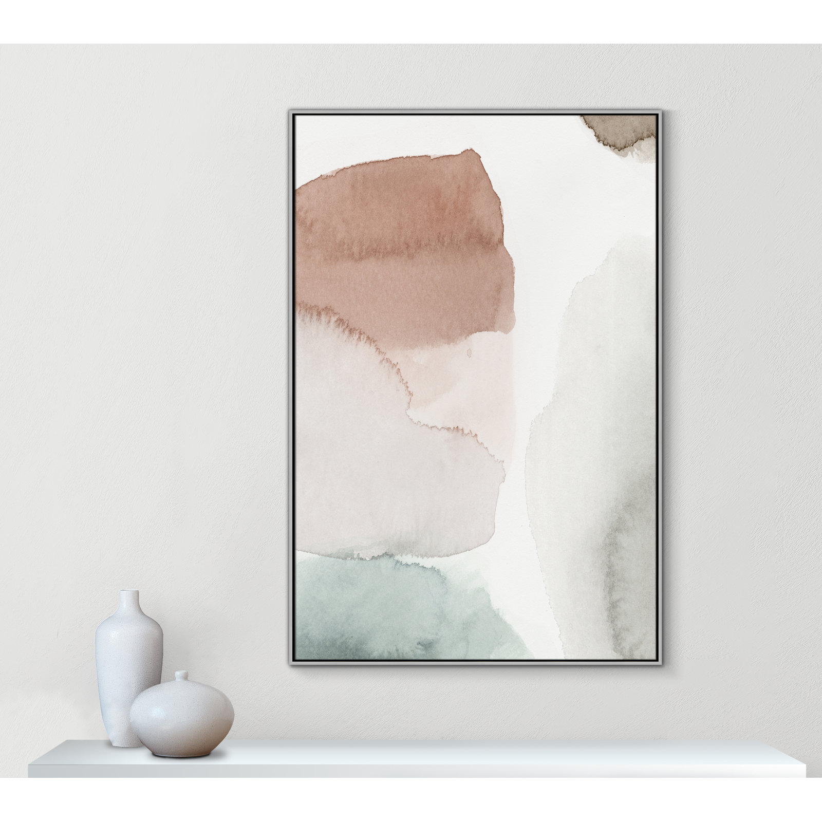 Hopeful II - Floater Frame Painting on Canvas, 61.5" H x 41.5" W x 2" D, Silver Framed