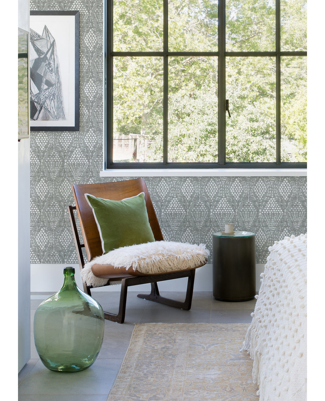 Aveta Geometric Wallpaper, Gray