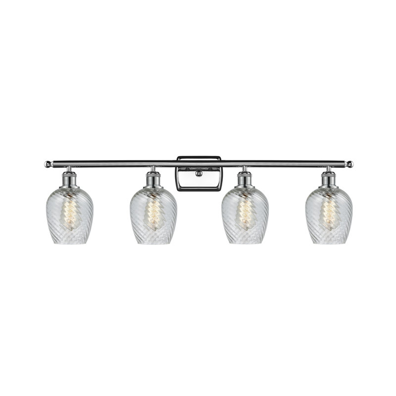 Éclairage de salle de bain à intensité variable 4 lumières Lyman, Motif cannelé transparent, Ampoule DEL 6 watts Vinage