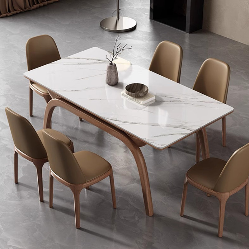 Simple Modern Rectangular Rock Slab Dining Table, 30.3"H x 70.8"L x 35.4"W
