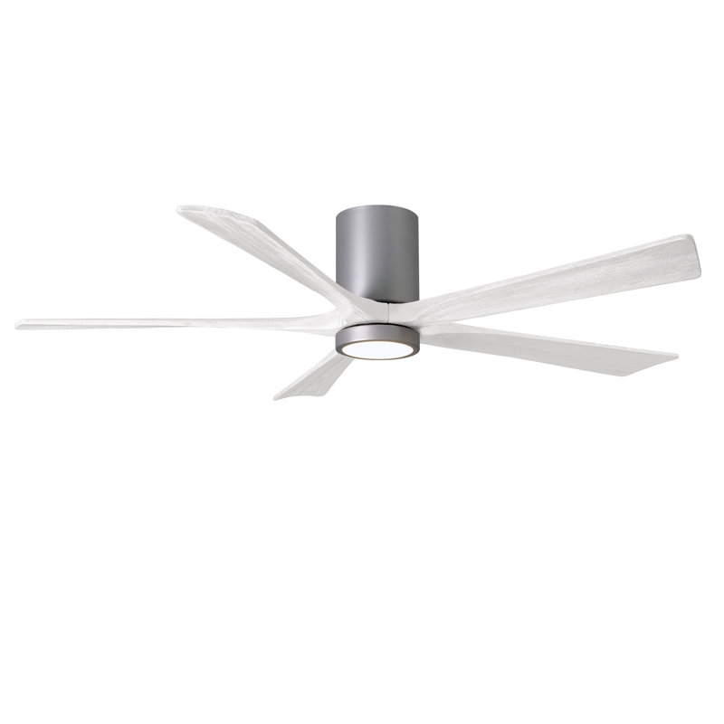 Irene Flushmount Light Kit 5 Blade LED Ceiling Fan, Brushed Nickel, Matte White, 60"