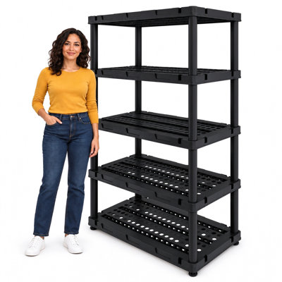  Plastic Storage Shelves, Heavy Duty Garage Shelving Unit, 35.4"W x 16.9"D x 72.4"H, 700 lbs Capacity, Shelf for Laundry Pantry, Office