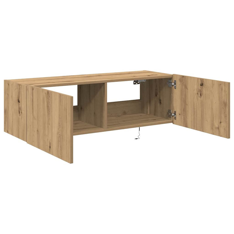 TV Wall Cabinet Engineered Wood, 31cm H x 100cm L x 35cm W, Artisan Oak