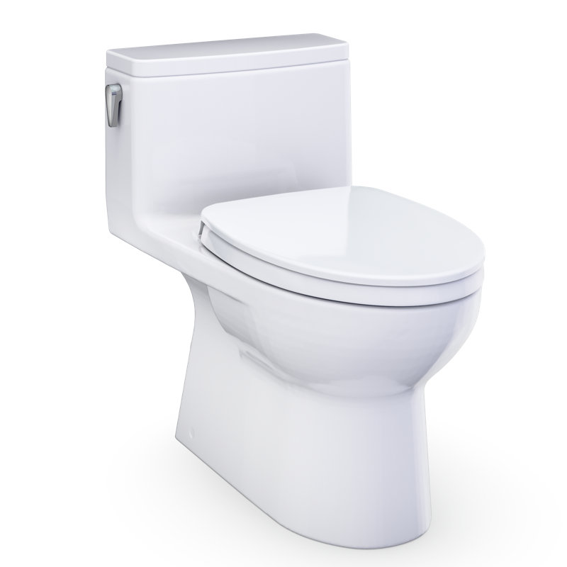 TOTO Redington One-Piece Elongated 1.28 GPF WASHLET+ and Auto Flush Ready Universal Height Toilet with CEFIONTECT and SS124 SoftClose Seat, Bone - MS672124CEFG#03