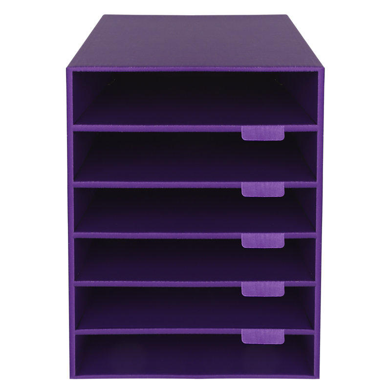 6 Compartment Desktop File Classroom Literature Organizer, Purple