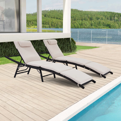 Patio Chaise Lounges Set Of 2 With Removable Cushions by Ebern Designs