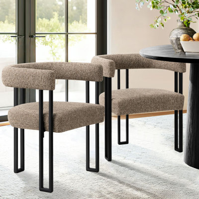 18" Seat Height Upholstered Tweed Dining Armchair