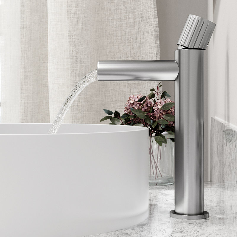 Ashford 11" H Single Handle Vessel Sink Bathroom Faucet, Brushed Nickel