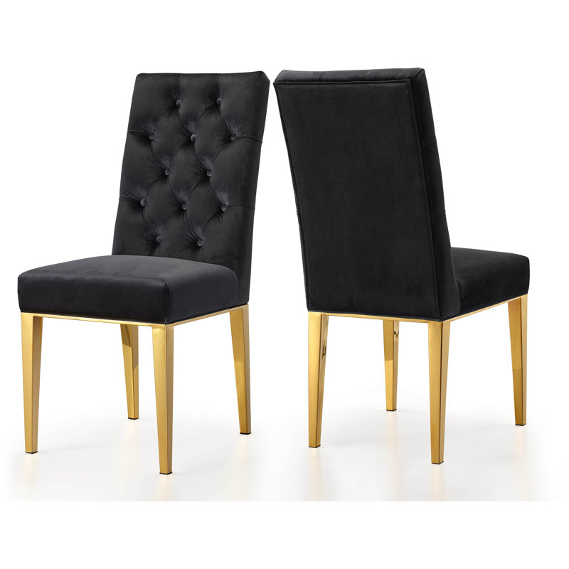 Chaise parsons rembourrée Wilham, Velours noir