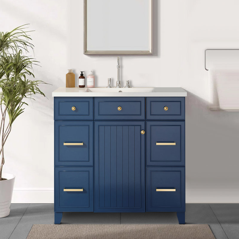 Meuble-lavabo simple 36 po avec plateau en résine Shellsburg