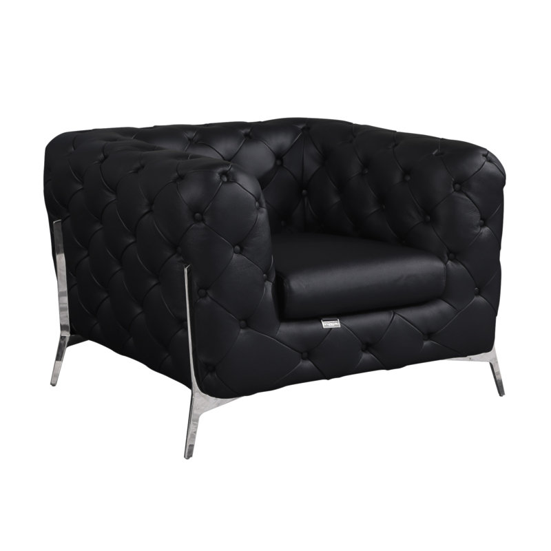 Chaise en cuir 100% italien Global United, Noir