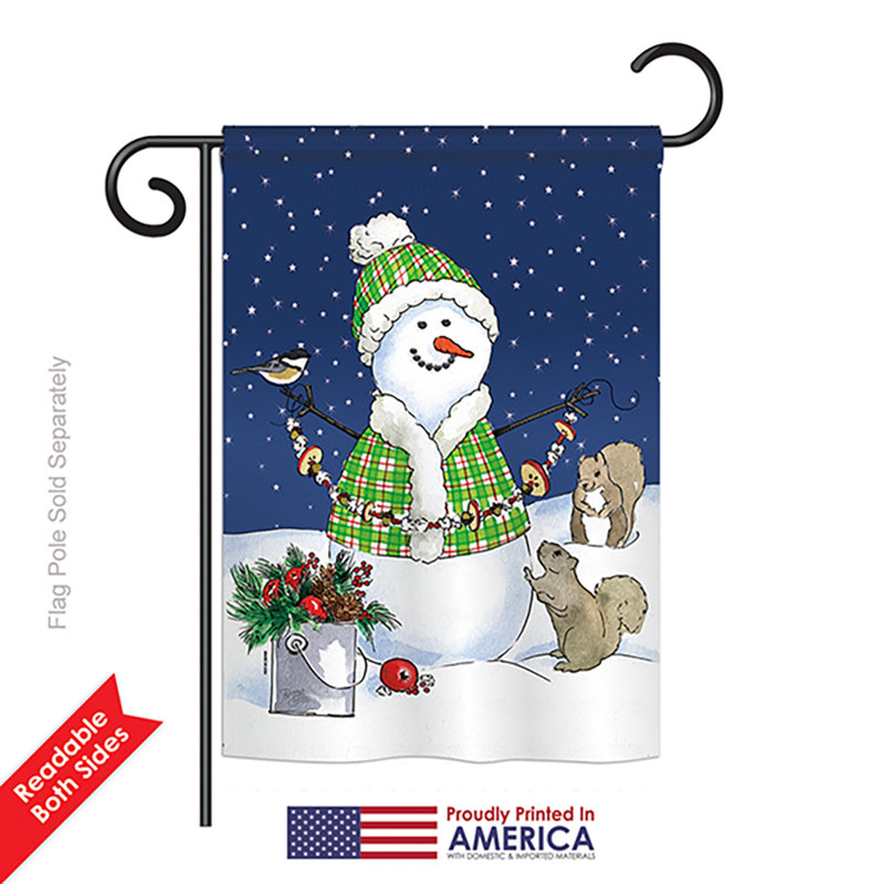 Décoration de neige avec 2 côtés 18,5 x 13 po drapeau de jardin, Polyester, Bleu pâle