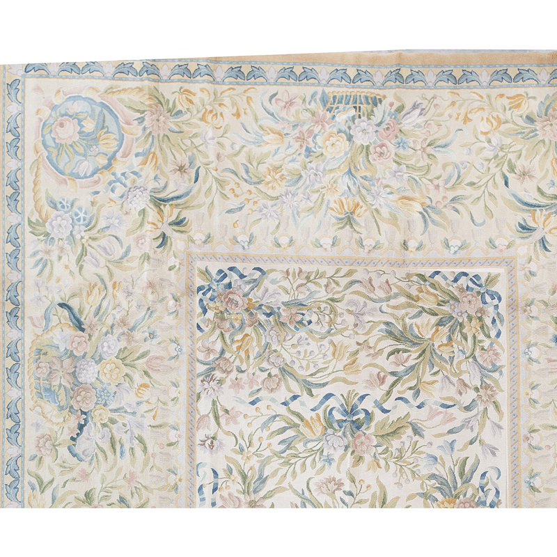 Hand-Knotted High-Quality Beige and Beige Area Rug