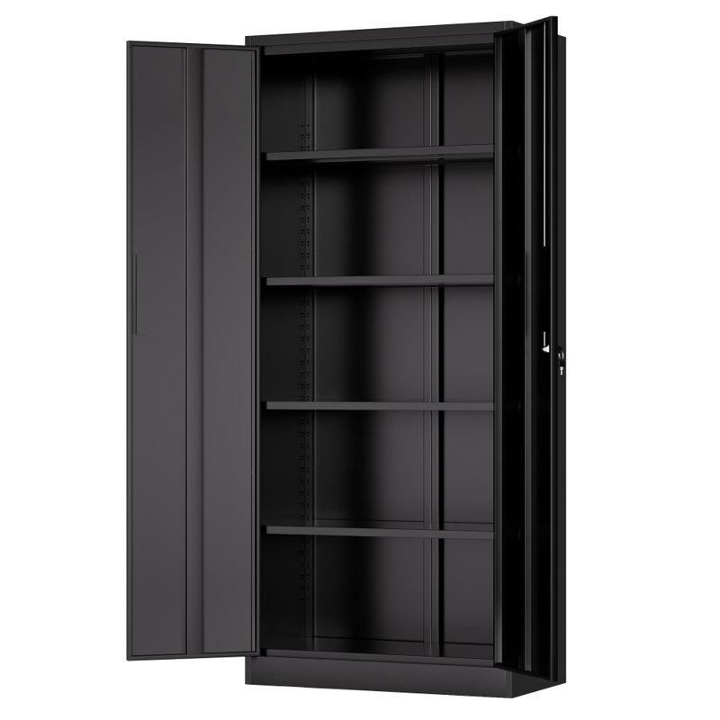 Armoire de rangement 72 po en métal avec portes et tablettes verrouillables pour le garage, le bureau personnel, la salle de classe et le garde-manger