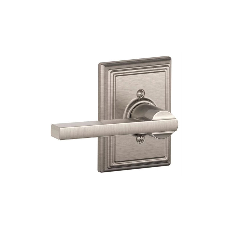 Latitude Lever with Addison Trim Non-Turning Lock, Satin Nickel