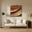 Art mural horizontal horizontal rayé en métal crème brun-1767402223
