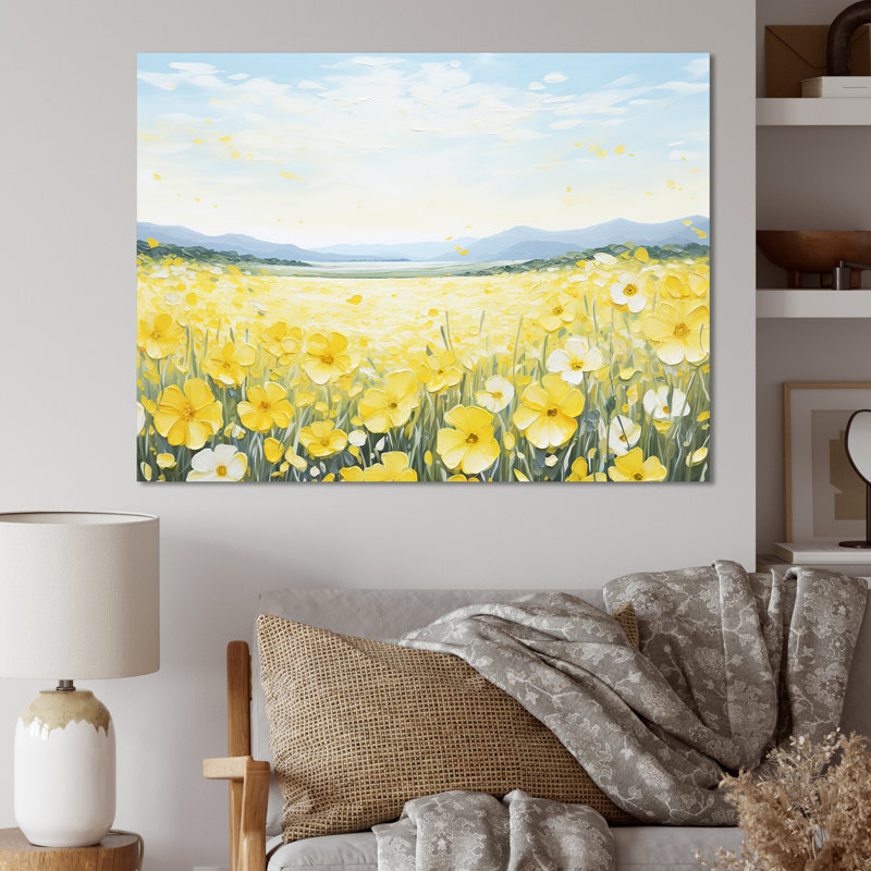 «Buttercups Floral Array Field II», reproduction sur toile, H 30 po x l 40 po, Toile tendue